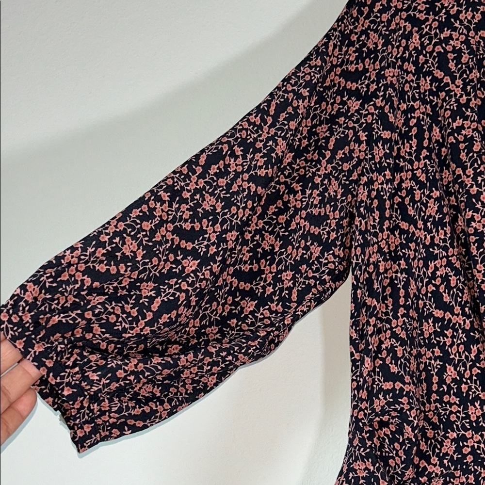 Free People Tunic Mini Dress Or Top Floral Tie Wrap Front Sz S - Picture 4 of 14